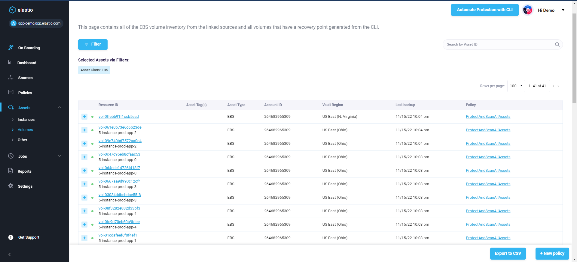 screenshot of Elastio Cyber Recovery
